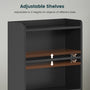 Sikaic Nightstand LED Tall Nightstand with Charging Station 3 Drawers And Bookshelf Black