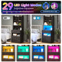 Sikaic Nightstand LED Tall Nightstand with Charging Station 3 Drawers And Bookshelf Black