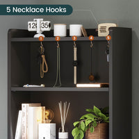 Sikaic Nightstand LED Tall Nightstand with Charging Station 3 Drawers And Bookshelf Black