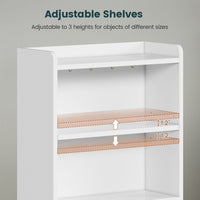 Sikaic Nightstand LED Tall Nightstand with Charging Station 3 Drawers And Bookshelf  White