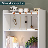 Sikaic Nightstand LED Tall Nightstand with Charging Station 3 Drawers And Bookshelf  White