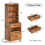 Sikaic Nightstand LED Tall Nightstand with Charging Station 3 Drawers And Bookshelf Brown