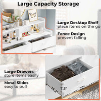 Sikaic Dresser Double Large Dresser with Shelves Wide Chest of 6 Drawers White