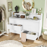 Sikaic Dresser Double Large Dresser with Shelves Wide Chest of 6 Drawers White