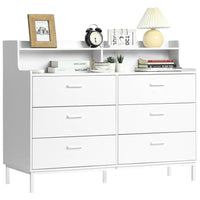 Sikaic Dresser Double Large Dresser with Shelves Wide Chest of 6 Drawers White