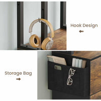 Sikaic File Cabinet 2 Drawers File Cabinet with Lock Storage Bag Open Shelf and Hook Brown