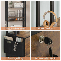 Sikaic File Cabinet 2 Drawers File Cabinet with Lock Storage Bag Open Shelf and Hook Brown