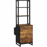 Sikaic File Cabinet 2 Drawers File Cabinet with Lock Storage Bag Open Shelf and Hook Brown
