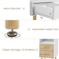 Sikaic Makeup Vanity LED Touch Screen Makeup Vanity Mirror with Nightstand and Open Shelves Storage Drawers White