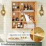 Sikaic Medicine Cabinet Bathroom Bamboo Medicine Cabinet with Doors and Adjustable Shelves Wall Mounted Over-The-Toilet Storage Natural