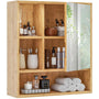 Sikaic Medicine Cabinet Bathroom Bamboo Medicine Cabinet with Doors and Adjustable Shelves Wall Mounted Over-The-Toilet Storage Natural