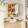 Sikaic Medicine Cabinet Bathroom Bamboo Medicine Cabinet with Doors and Adjustable Shelves Wall Mounted Over-The-Toilet Storage Natural