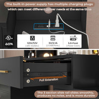 Sikaic Makeup Vanity 48.8 Inches Large Makeup Vanity Desk with Lighted Mirror & Power Outlet Glass Tabletop Bedroom Dressing Table Black