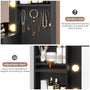 Sikaic Makeup Vanity 48.8 Inches Large Makeup Vanity Desk with Lighted Mirror & Power Outlet Glass Tabletop Bedroom Dressing Table Black
