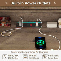 Sikaic Makeup Vanity Large Makeup Vanity with Lights & Charging Station Ample Storage Space and Sliding Mirror Brown