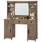 Sikaic Makeup Vanity Large Makeup Vanity with Lights & Charging Station Ample Storage Space and Sliding Mirror Brown