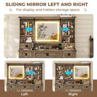 Sikaic Makeup Vanity Large Makeup Vanity with Lights & Charging Station Ample Storage Space and Sliding Mirror Brown