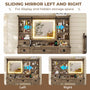 Sikaic Makeup Vanity Large Makeup Vanity with Lights & Charging Station Ample Storage Space and Sliding Mirror Brown