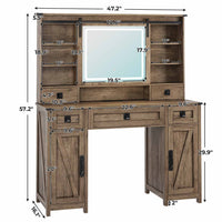Sikaic Makeup Vanity Large Makeup Vanity with Lights & Charging Station Ample Storage Space and Sliding Mirror Brown