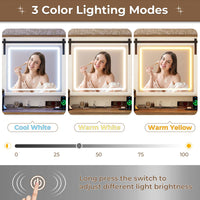 Sikaic Makeup Vanity Large Makeup Vanity with Lights & Charging Station Ample Storage Space and Sliding Mirror White