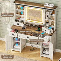 Sikaic Makeup Vanity Large Makeup Vanity with Lights & Charging Station Ample Storage Space and Sliding Mirror White