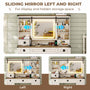 Sikaic Makeup Vanity Large Makeup Vanity with Lights & Charging Station Ample Storage Space and Sliding Mirror White