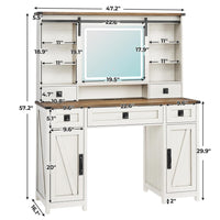 Sikaic Makeup Vanity Large Makeup Vanity with Lights & Charging Station Ample Storage Space and Sliding Mirror White