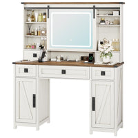 Sikaic Makeup Vanity Large Makeup Vanity with Lights & Charging Station Ample Storage Space and Sliding Mirror White