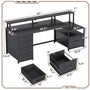 Sikaic Gaming Desk 66 inches LED Gaming Desk with File Drawer Power Outlet  Printer Cabinet and Monitor Shelf Black