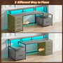 Sikaic Gaming Desk 66 inches LED Gaming Desk with File Drawer Power Outlet  Printer Cabinet and Monitor Shelf Grey