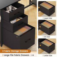 Sikaic Gaming Desk 58 Inches L Shaped Gaming Desk with LED Light 3 Drawers and Bookshelf Storage Shelves Black