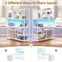 Sikaic Gaming Desk 58 Inches L Shaped Gaming Desk with LED Light 3 Drawers and Bookshelf Storage Shelves White
