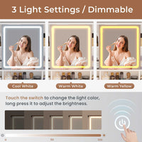 Sikaic Makeup Vanity Makeup Vanity Set with Mirror and Lights Charging Station RGB Jewelry Storage Shelves White