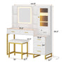 Sikaic Makeup Vanity Makeup Vanity Set with Mirror and Lights Charging Station RGB Jewelry Storage Shelves White