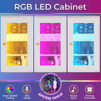 Sikaic Makeup Vanity Makeup Vanity Set with Mirror and Lights Charging Station RGB Jewelry Storage Shelves White