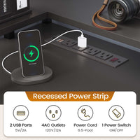 Sikaic Gaming Desk 108 Inches L Shaped  Led Lights Two Person Gaming Desk with 6 Drawers File Drawer & Power Outlet Monitor Shelf File Cabinet Black