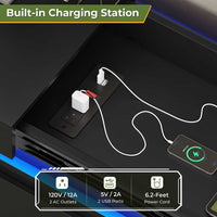 Sikaic Dresser LED Lights Black Dresser for Bedroom with Charging Station and Sliding Desktop Drawers Large Storage Tower Clothes Organizer