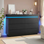 Sikaic Dresser LED Lights Black Dresser for Bedroom with Charging Station and Sliding Desktop Drawers Large Storage Tower Clothes Organizer