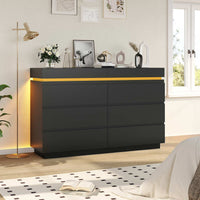 Sikaic Dresser LED Lights Black Dresser for Bedroom with Charging Station and Sliding Desktop Drawers Large Storage Tower Clothes Organizer