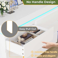 Sikaic Dresser LED Lights White Dresser for Bedroom with Charging Station and Sliding Desktop Drawers Large Storage Tower Clothes Organizer