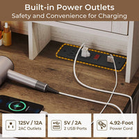 Sikaic Makeup Vanity Sliding Mirror Makeup Vanity with Lights & Barn Doors Charging Station Jewelry Hooks and Open Storage Shelves White