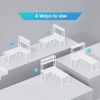 Sikaic Gaming Desk 45.3 inches LED Reversible L Shaped Gaming Desk with Hutch Power Outlet Storage Shelves  and Hooks White