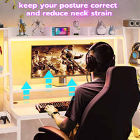 Sikaic Gaming Desk 65.7 Inches Large PC Gamer Gaming Desk with LED Lights Hutch and Storage Shelves Monitor Stand White