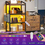 Sikaic File Cabinet 35.4 inches LED File Cabinet Power Strip with 2 Drawe fits Letter/A4 Size Brown
