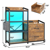 Sikaic File Cabinet 35.4 inches LED File Cabinet Power Strip with 2 Drawe fits Letter/A4 Size Brown