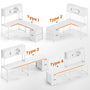 Sikaic Gaming Desk LED lights L Shaped Gaming Desk with Fabric File Drawers and Power Outlet Hutch & Storage Shelves White