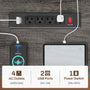 Sikaic Gaming Desk LED lights L Shaped Gaming Desk with Fabric File Drawers and Power Outlet Hutch & Storage Shelves Grey