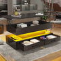 Sikaic Coffee Table 40 Inches Lift Top Coffee Table with 2 Fabric Drawers and LED Light Black