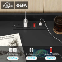 Sikaic Nightstand Large Nightstand with Charging Station and LED Lights Black