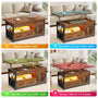 Sikaic Coffee Table 40 Inches 4 in 1 Lift Top Coffee Table with Storage Cabinet 2 Fabric Drawers & LED Light for Dining Room Brown